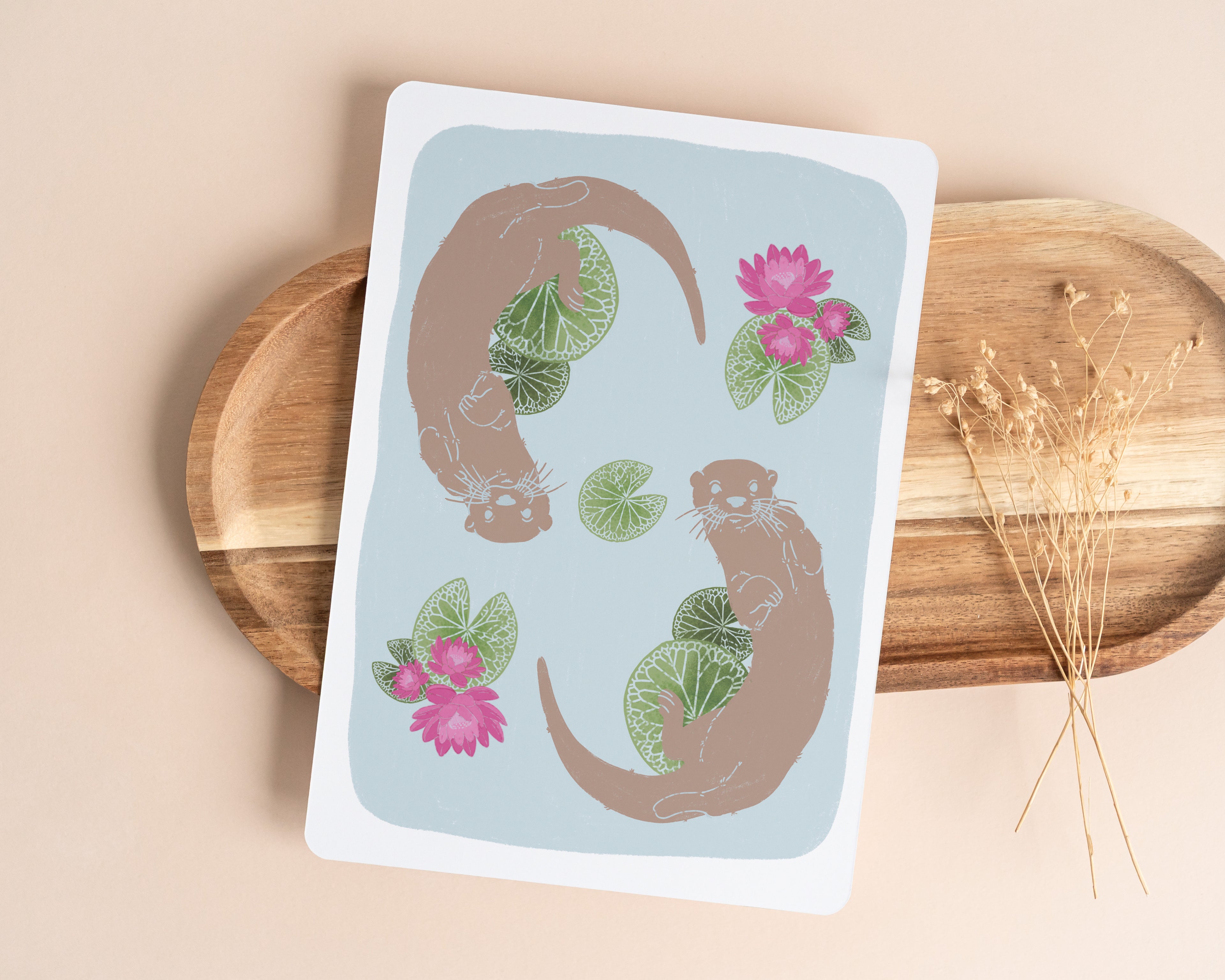 Loutre & Nymphéa - Pochon, carte et stickers