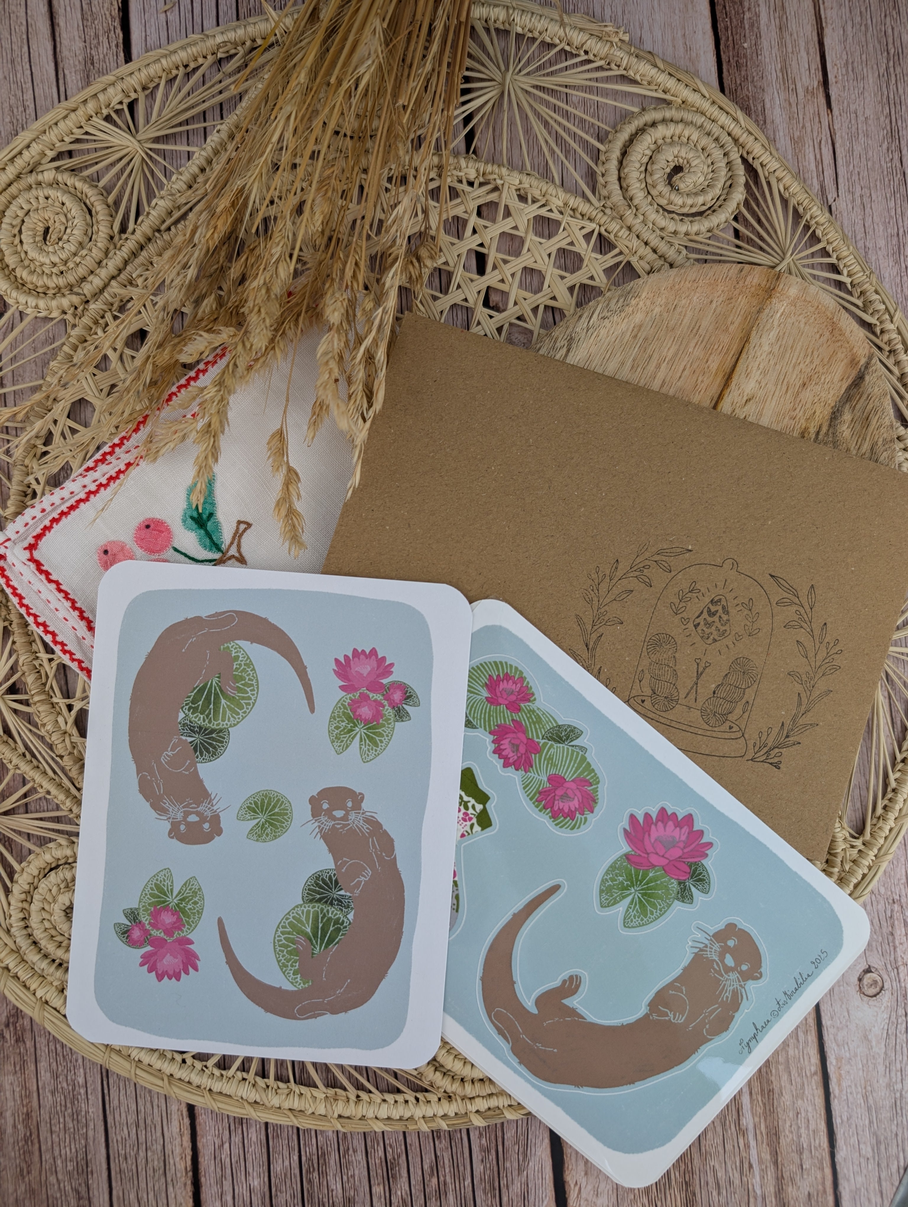Loutre & Nymphéa - Pochon, carte et stickers
