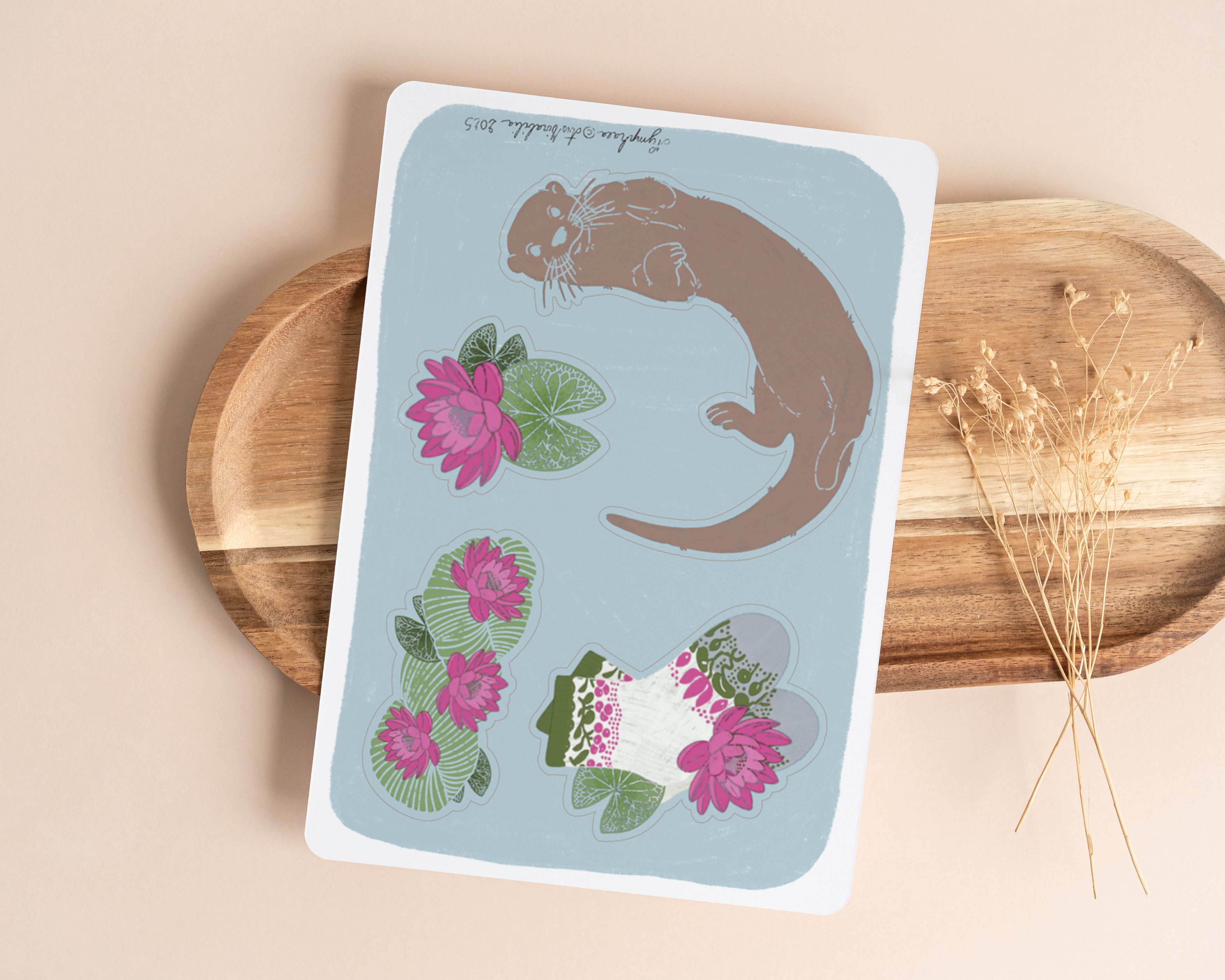 Loutre & Nymphéa - Pochon, carte et stickers